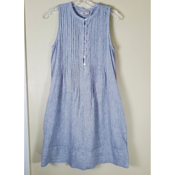 Faherty Dresses & Skirts - Faherty Linen Sleeveless Short Shift Dress XS Blue White Striped Coastal Beach